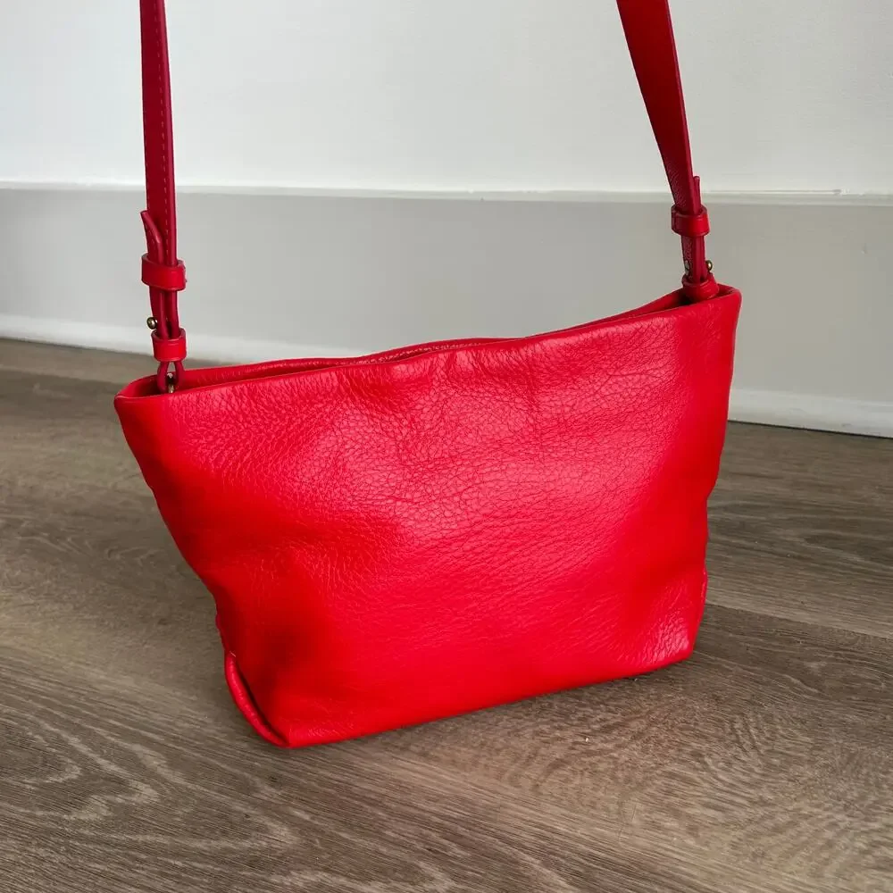 J.Crew Oslo Soft Leather Crossbody Bag Adjustable Strap Holiday Red